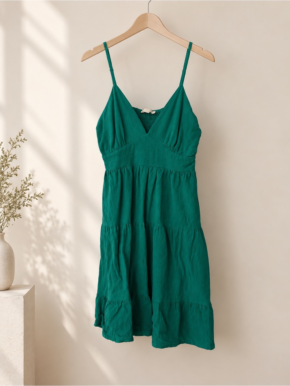 Women’s Teal Spaghetti-Strap V-Neck Dress Top